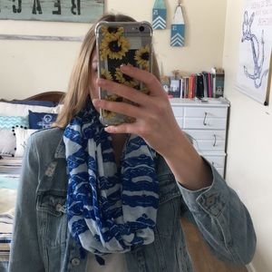 Blue and White Infinity Scarf